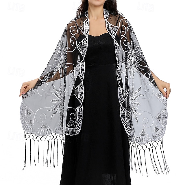  Scialle Donna Elegante Senza Maniche Poliestere Stole da matrimonio Con Nappa Per Feste Primavera & Estate