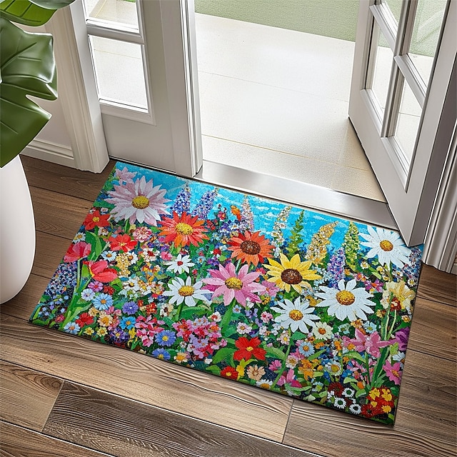  Tappetino floreale per cucina tappetino per il pavimento tappeto antiscivolo tappeto a prova d'olio tappeto da interni ed esterni decorazione per camera da letto tappetino per bagno tappeto
