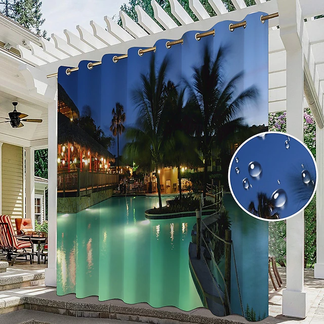 Waterproof Indoor Outdoor Curtains for Wedding Patio Thick Privacy Grommet Curtains for Wedding Bedroom, Living Room, Porch, Pergola, Cabana, 1 Panel 25