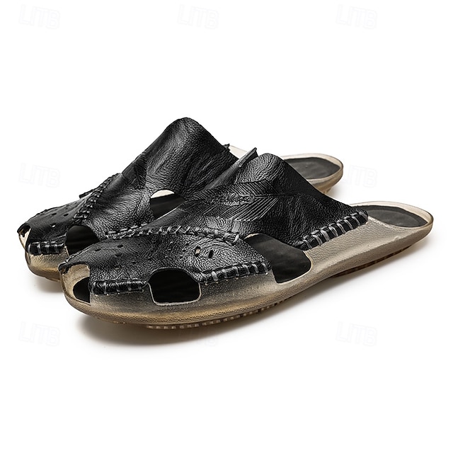  Sandalias de exterior de piel sintética para hombre con suela resistente y diseño transpirable: calzado cómodo para senderismo y uso informal.