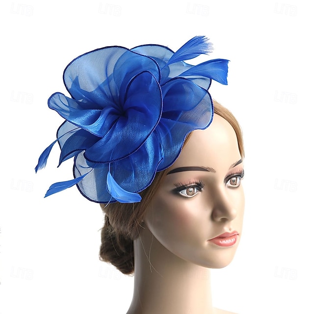  Fascinátory Polyester 30. léta Se širší krempou Závojový klobouk Dovolená Čajový dýchánek Kentucky Derby Dostih koktejl Elegantní Vinobraní Roztomilý S Peří Čistá Barva Přílba Pokrývky Hlavy