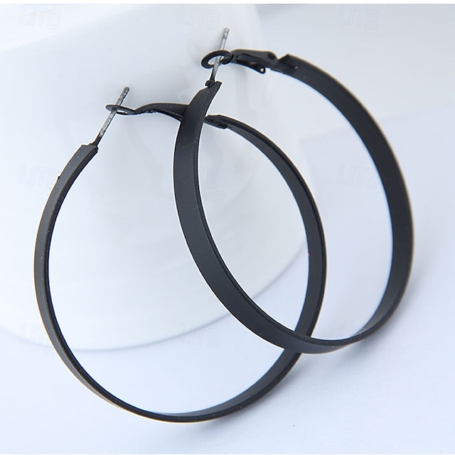  Femme Boucle d'Oreille Créoles Fantaisie Joie mode Des boucles d'oreilles Bijoux Noir Pour Soirée