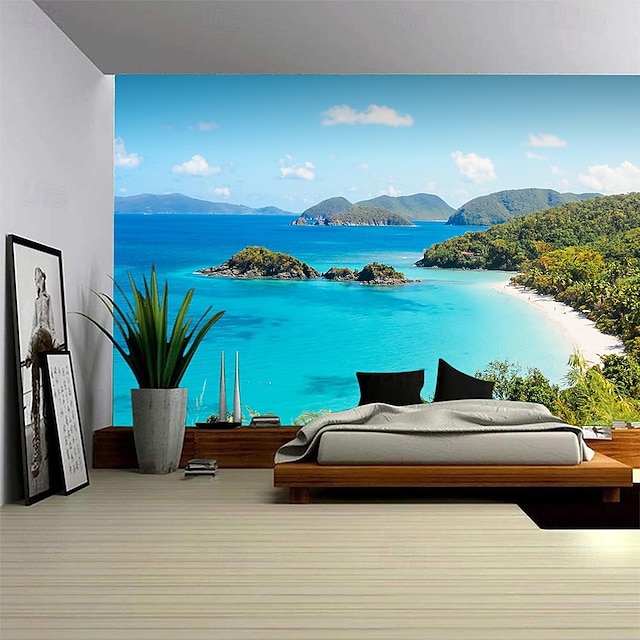  Táj Óceán Nézet Függő Takaró Fali Művészet Nagy Takaró Falfestmény Dekoráció Fénykép Háttér Takaró Függöny Otthon Hálószoba Nappali Dekoráció