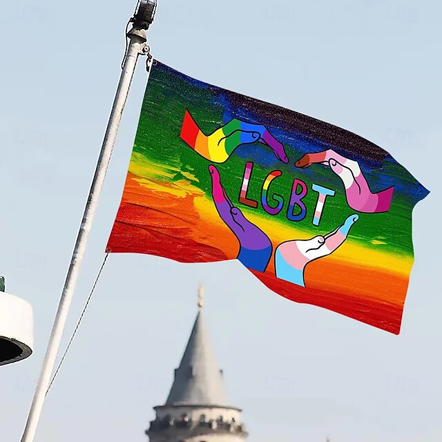  Kesä Pride -kuukausi LGBTQ LGBT Pride-lippu Sateenkaari Hyvää Pridea Ulkokoristelu Sisätiloissa kiinnikkeillä Talo Piha Puutarhakoristeet Juhlalippu Kyltit