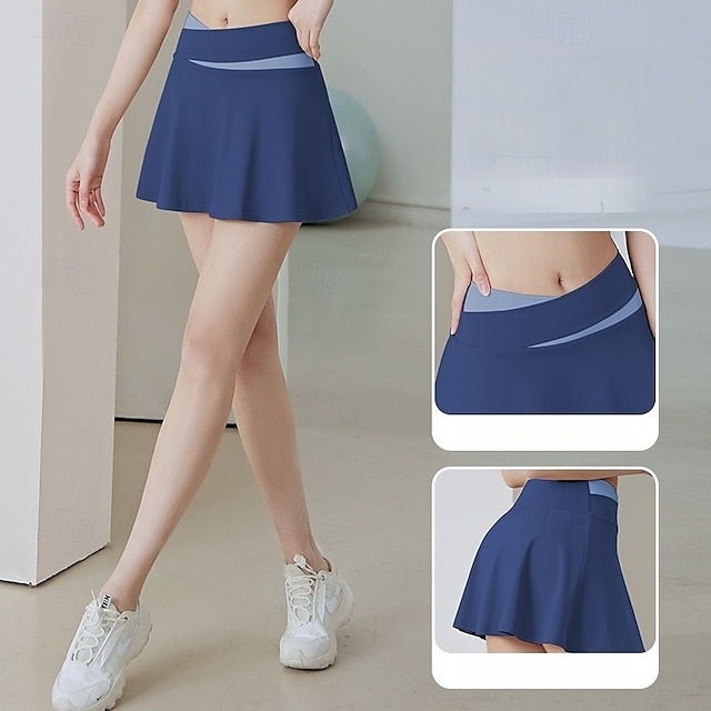  Women's Yoga Skirt High Waist Yoga Gym Workout Pilates Skort Black Royal Blue Purple Sports Activewear Stretchy Slim