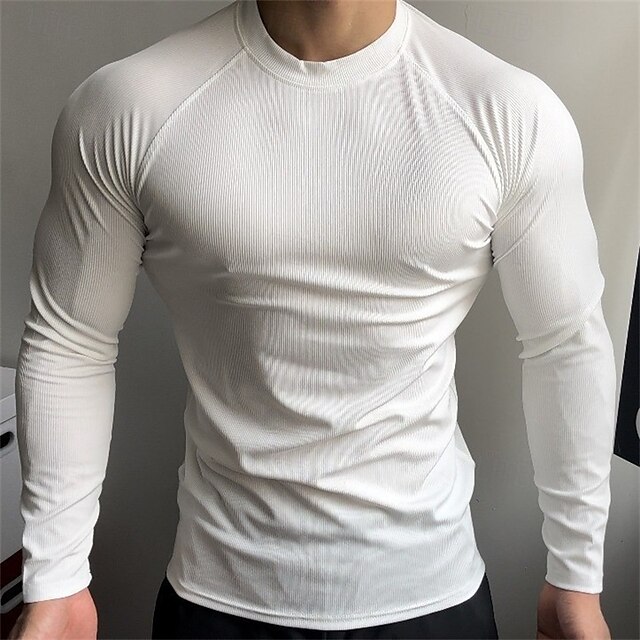  Per uomo Maglietta Camicia a Maniche Lunghe Manica Lunga Girocollo Primavera & Autunno Semplice Moda Designer Essenziale Patchwork Vacanza Streetwear Uscire Nero Bianco Ciano Maglietta Top per Uomo