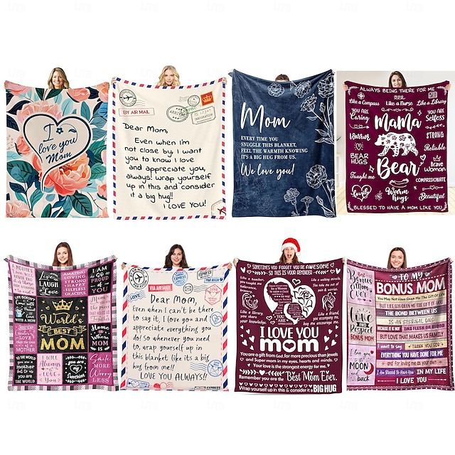  coperta per la festa della mamma, una lettera alla mamma, regalo per la festa della mamma, coperta morbida e accogliente, regalo perfetto per la mamma, motivo floreale o a cuore, calda e confortevole