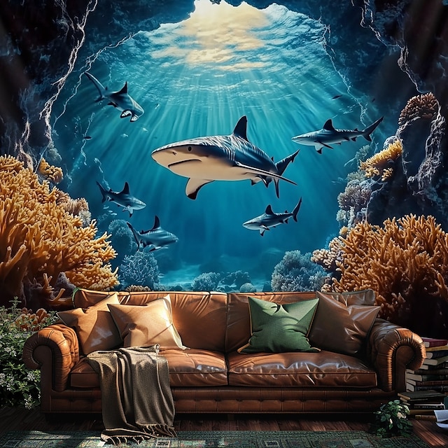  Landscape Ocean Undersea Hanging Tapestry Wall Art Large Tapestry Mural Decor Photograph Backdrop Blanket Curtain Home Bedroom Living Room Decoration
