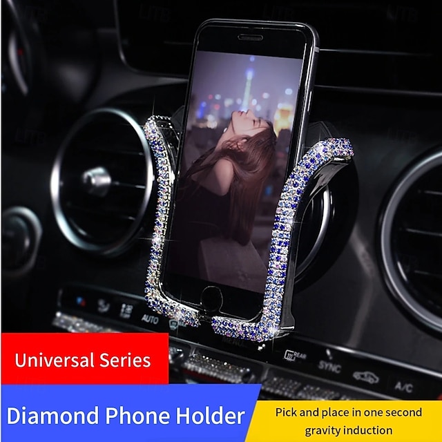  Universal Car Phone Holder with Bing Crystal Rhinestone Car Air Vent Mount Clip Cell Phone Holder for iPhone Samsung Car Holder
