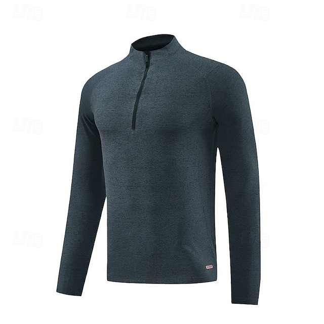  Men's T Shirt Tee Tee Top Long Sleeve Shirt Long Sleeve Stand Collar Spring &  Fall Plain Fashion Designer Basic Quarter Zip Vacation Street Going out Dark Gray Black Light Green Top Tee for Men