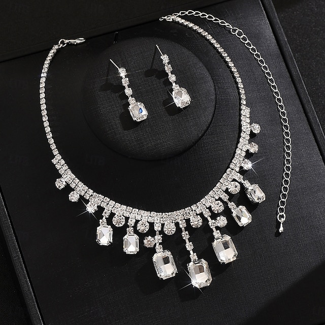  Seturi de bijuterii de mireasă 2 Diamante Artificiale 1 Colier Cercei Pentru femei Elegant Clasic Dulce Încântător Clasic Picătură Fluture Set de bijuterii Pentru Nuntă Cadou Zilnic