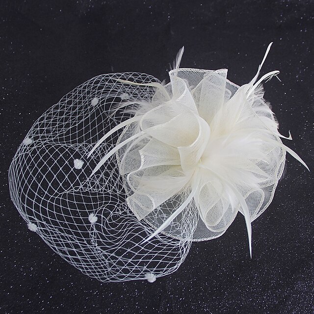 Fascinators Polyester Fedora Hat Floppy Hat Veil Hat Wedding Tea Party Kentucky Derby Horse Race Ladies Day Elegant Vintage Simple With Feather MiniSpot Headpiece Headwear4