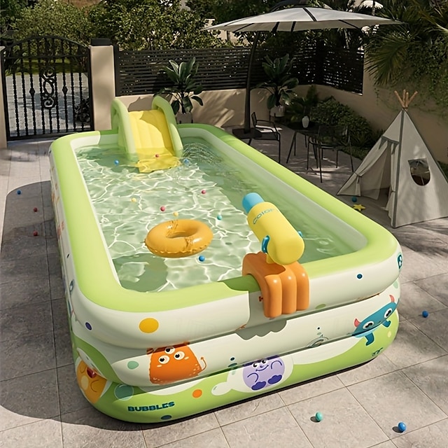  Aufblasbarer 3/4-lagiger Swimmingpool mit Monstermuster – Familiengröße, dickes PVC-Material, einfache Lagerung &Transport, perfekt für Wasserspaß im Freien, Sommerpartys und Unterhaltung im Garten,