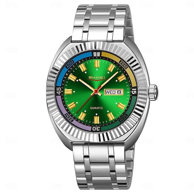  SKMEI Da uomo Orologio al quarzo Lusso Quadrante grande Bling Lavoro Luminoso Calendario Impermeabile Acciaio Guarda