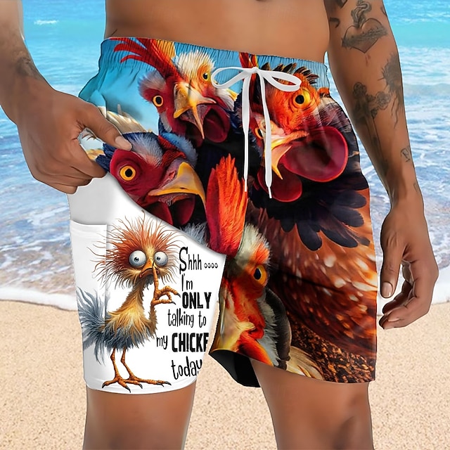  Herr Djur Brud Rolig Fodrade shorts 2 i 1 simshorts Badshorts Medium Midja Hawaiisk Semester Helgdag Standkläder Sidfickor Med kompressionsfoder Elastisk dragsko i midjan Designer Kläder