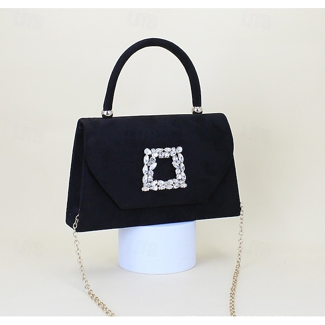 Bolsa de Casamento Festa de Noite Elegante Casamento Com Cor Pura Bolsa de Noite Com Cristal