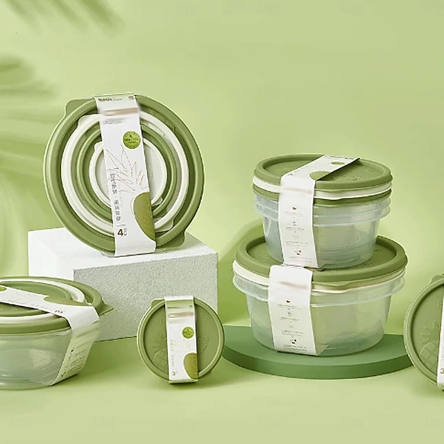  Tarros de almacenamiento, 4 piezas/juego, lonchera de plástico, caja sellada para cocina, cajas creativas para almacenar alimentos, caja sellada redonda para la organización de la despensa de la