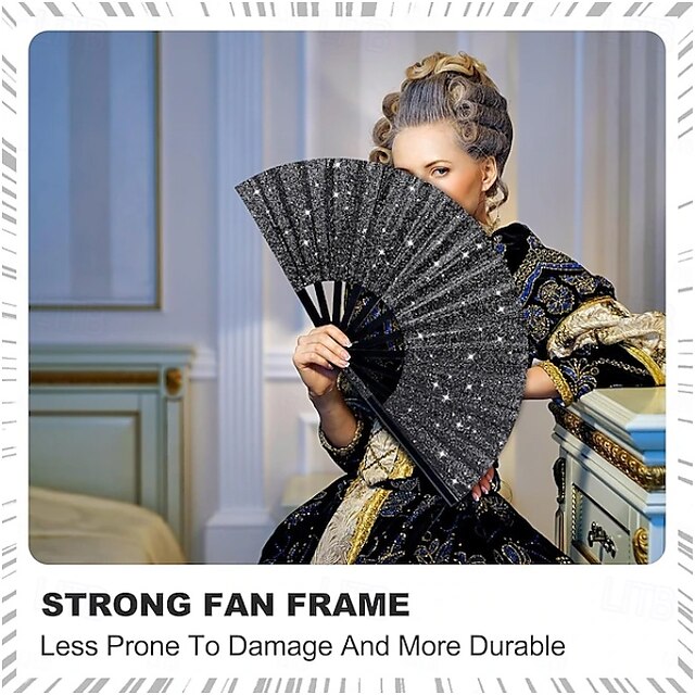 Boots On The Ground Hand Fan, 2025 New Large Holographic Folding Clap Fans Line Dancing Foldable Craft Fan Laser Colors Perfect Dance Parties Enthusiasts Gif