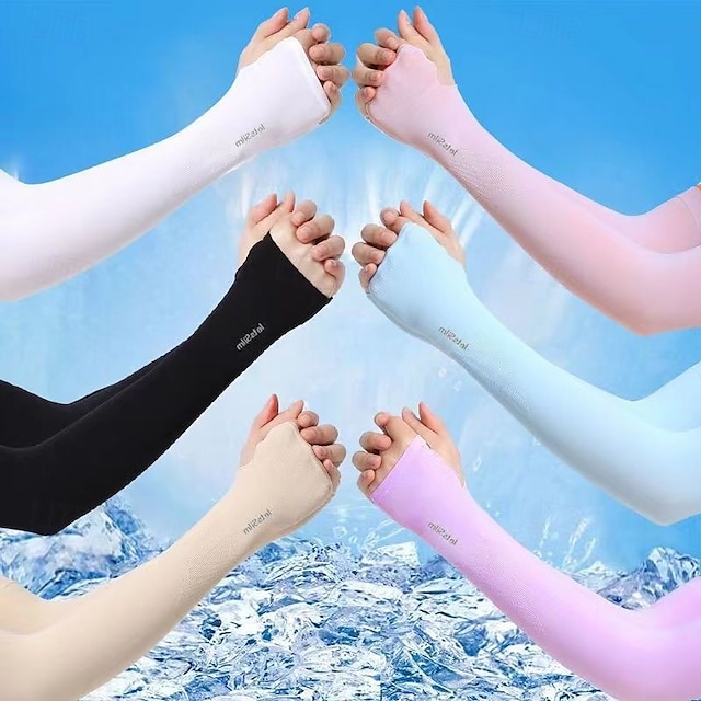  שרוולי הגנה מפני שמש בקיץ לנשים שרוולי משי קרים שרוולי אייס לנשים דקים קלים נושמים לרכיבה נגד אולטרה סגול