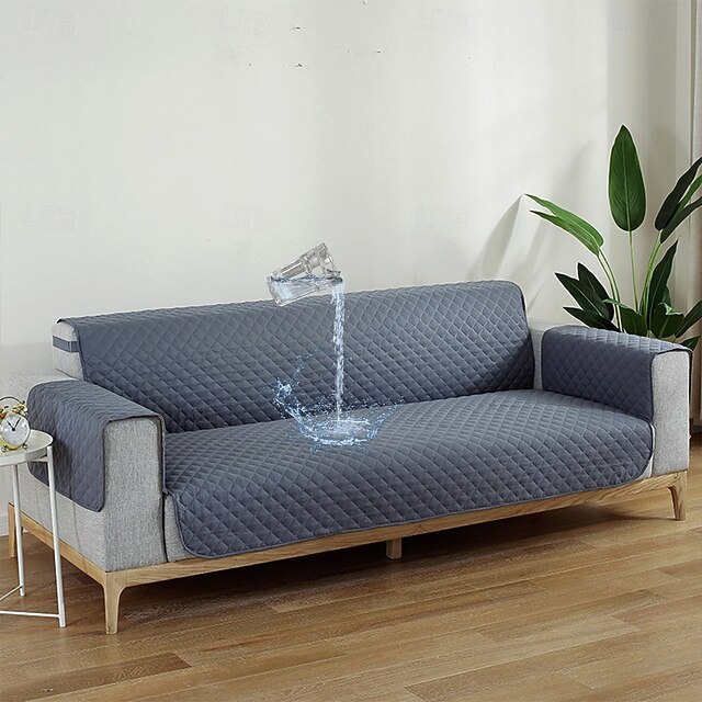 100% Waterproof Quilted Sofa Cover Burgundy for Dogs Pet, Couch Cushion Cover Sectional Sofa Throw Towel Slipcover, Anti Scratch Furniture Protector for Love Seat, Arm Chair 19