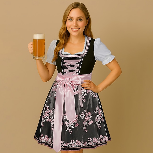  Oktoberfest שמלות תלבושות דירנדל בוואריה עוזרת German מינכן כרי דשא בגדי ריקוד נשים בד בסגנון מסורתי חולצה