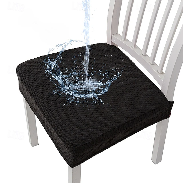 Water Resistant Chair Seat Cover For Dining Room Kitchen Stretch Jacquard Chair Seat Cover Removable Washable Anti-Dust Chair Seat Cushion Protector Slipcovers 9