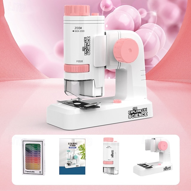  Jouet microscope HD - Kit d'expérimentation scientifique pour les élèves du primaire - Cadeau éducatif idéal pour Halloween & Noël