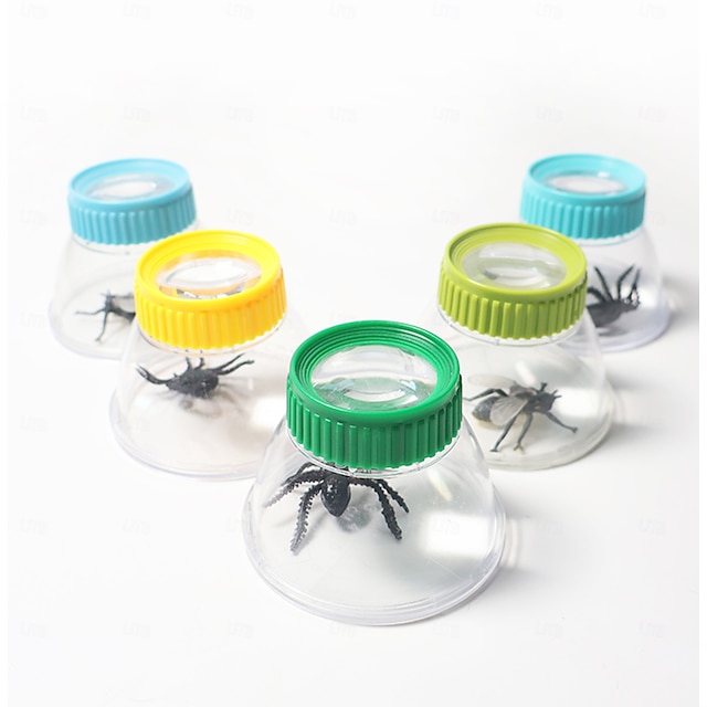  Pacote com 12 copos de observação de insetos com lupa, caixa coletora de insetos, experimento científico infantil, material didático para jardim de infância, brinquedos educativos