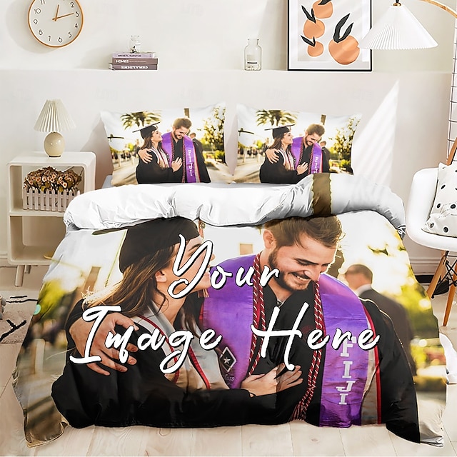  Conjunto de Cama Impresso 100% Algodão Natural Melhor Presente de Formatura Presente Personalizado Conjunto de Capa de Edredom Conjunto de Cama para um Quarto Estiloso