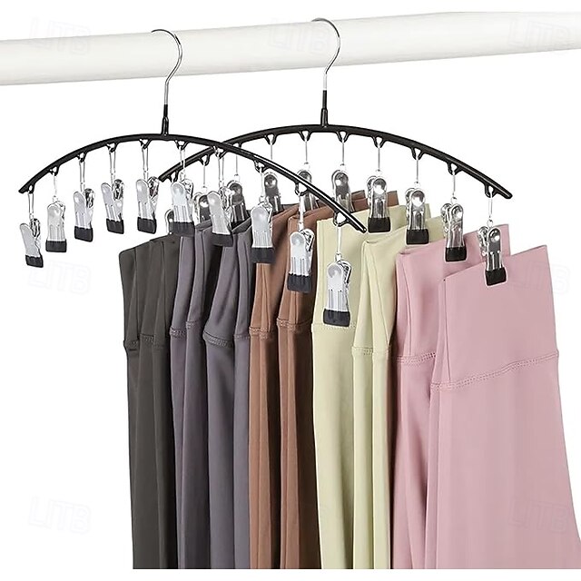  Confezione da 2 grucce per leggings per organizer da armadio, grucce per cappelli per armadio con 10 clip, contiene 20 leggings, grucce per leggings, organizer per riporre pantaloni, adatte per calzini, mutandine, biancheria intima e pantaloni.