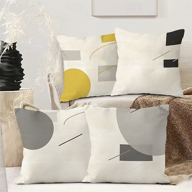  Geometrischer Dekorations-Wurfkissenbezug 4PC Weicher quadratischer Couchkissenschutz für Schlafzimmer Wohnzimmer Sofa Stuhl