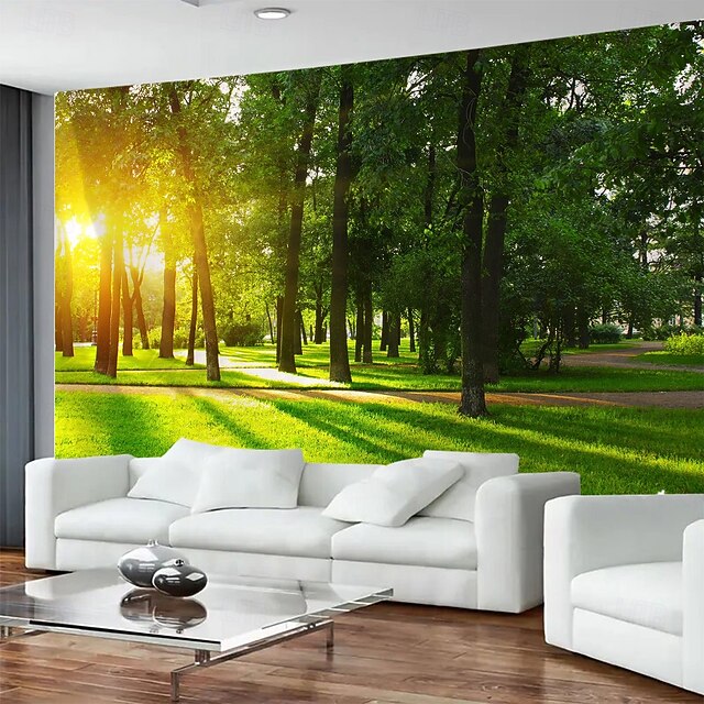 Tenture Murale Paysage Forêt Brumeuse – 153 X 130 Cm – Polyester – Pour Décoration Intérieure/extérieure, Couverture Pique-nique