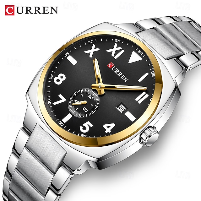  Orologio al quarzo CURREN da uomo grande quadrante di lusso orologio da polso business calendario luminoso impermeabile in acciaio inossidabile