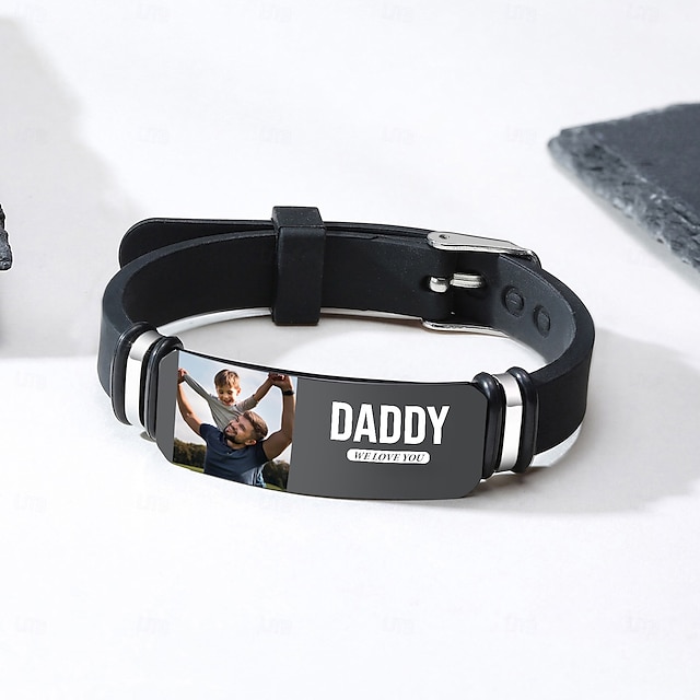  Pulsera con foto personalizada, el mejor regalo personalizado para papá, esposo o novio, joyería única para hombre para el día del padre, cumpleaños, aniversario, Navidad, día de San Valentín.