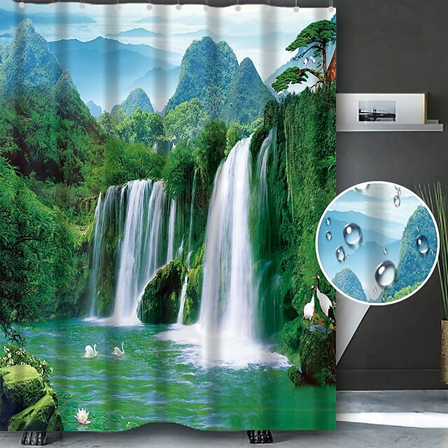  Shower Curtain with Hooks 180cm*180cm(70