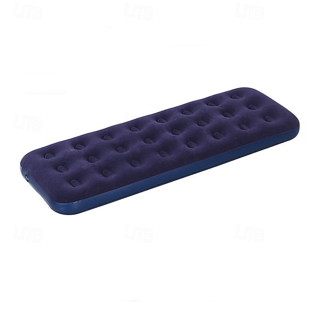  Colchón de aire portátil azul plegable para acampar al aire libre, colchón de aire flocado, colchón para dormir