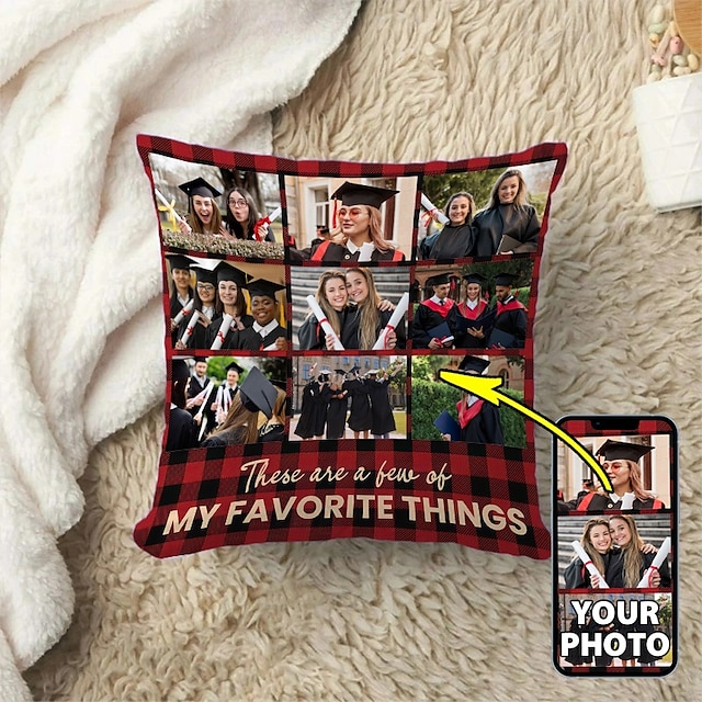  Capa de Almofada Personalizada Adicione Sua Imagem Melhor Presente de Formatura Design de Foto Personalizada Capa de Almofada Casual 1pc Presente Personalizado Feita Sob Encomenda Minhas Coisas