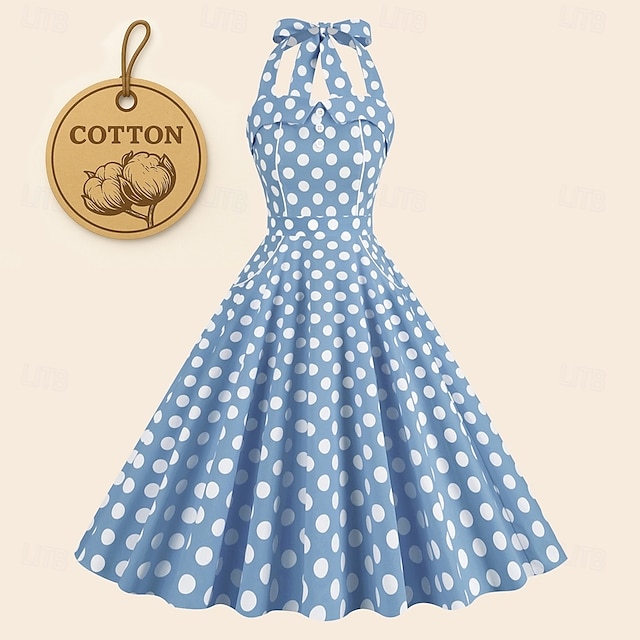  Retró 1950-es Rockabilly A-Line ruha Swing ruha Pánt Pöttyös Női Álarcos mulatság Alkalmi / Napi Lánybúcsú Felnőttek Ruha Hazatérő ruhák Tavaszi nyár
