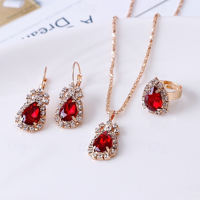  Conjunto de joias para presente para mulheres, colar elegante, brincos, anel em caixa de presente, presente perfeito para mãe, esposa, namorada, dia das mães, dia dos namorados, natal, aniversário