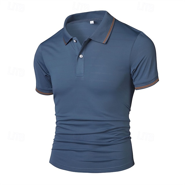  Herren Golfshirt Golf Poloshirts Arbeit Lässig Revers Kurzarm Basic Modern Einfach Patchwork Knöpfe Sommer Normale Passform Meerblau Schwarz Weiß Marineblau Golfshirt