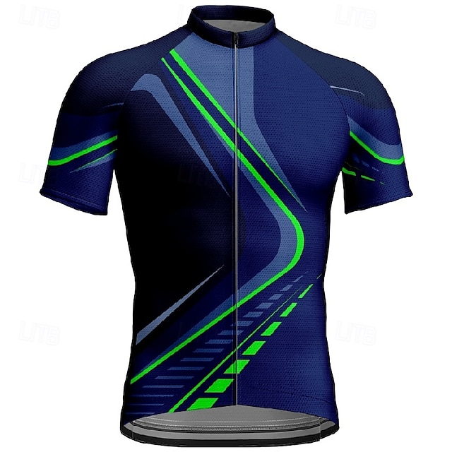  Homme Maillot de cyclisme Géométrique Manche Courte Cyclisme T-shirt Maillot avec 3 poches arrière VTT Vélo tout terrain Séchage Rapide Design Anatomique Évacuation de l'Humidité Respirant Des sports