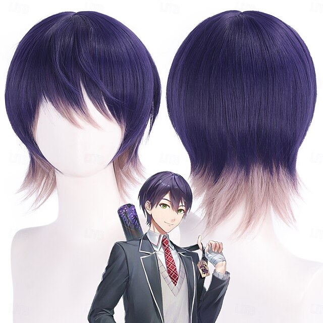  Parrucca Sintetica Sword and sword also vtuber rainbow Club Liscio Liscio naturale Asimmetrico Frangia Dritta Fatto a macchina Parrucca 12 pollici A1 Capelli Sintetici Per donna Classico Confortevole