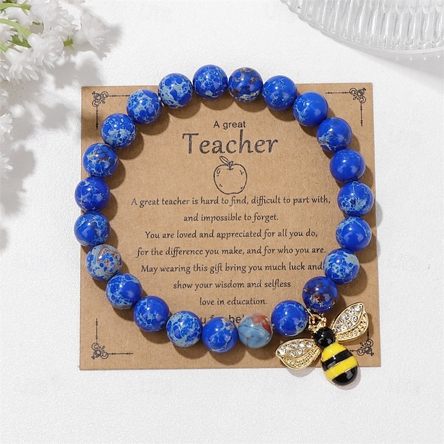  Bracelet d'appréciation pour enseignant, joli bracelet en argile polymère fait à la main, bracelet extensible en perles avec lettres d'amour, d'enseignement et d'inspiration pour femmes, bijoux de