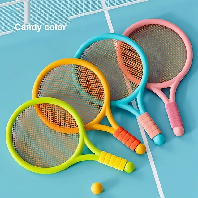  Badminton Racket Indoor And Outdoor Leisure Sports Tennis Racket Set Interactive Game Activity Toy Educational Toy Round Ball Color Red Or Yellow Random As Birthday Halloween Christmas Gift