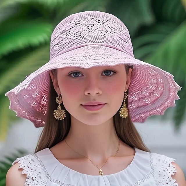  Wide Brim UPF Sun Hat, Elegant Women's Breathable Foldable Beach Hat, Hand Washable, Summer Large Travel Sunshade Hat