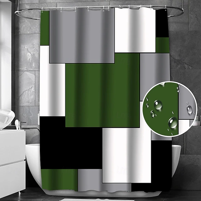 Shower Curtain with Hooks 180cm*180cm(70"*70") Polyester Washable Waterproof Geometric Modern Simple Pattern 13