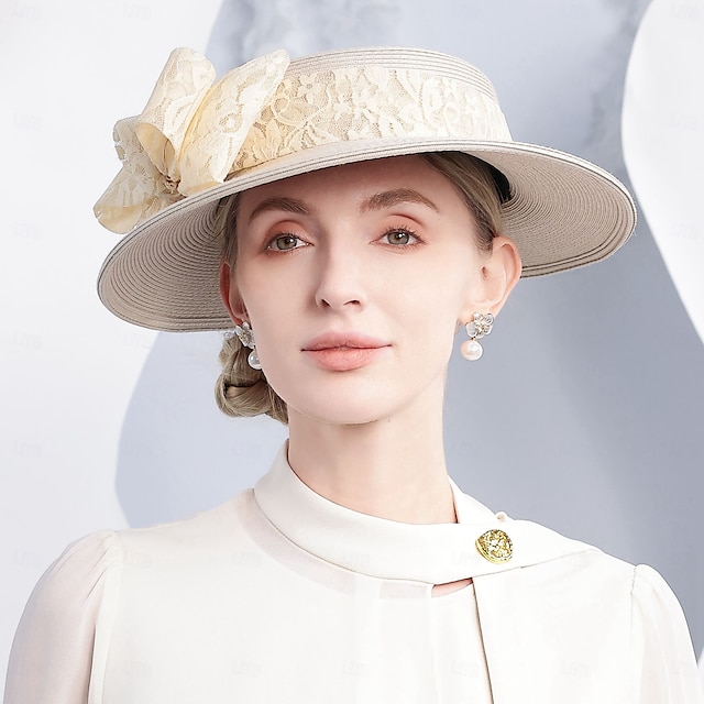  pălării melon din fibră / pălărie cloș pălărie de găleată pălărie de paie nuntă ceai nuntă elegantă cu bowknot căciulă pentru cap