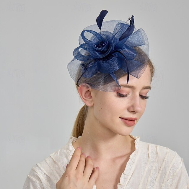  Helm Tule Veren Bruiloft Avond Feest Elegant Bruiloft Met Veer Helm Hoofddeksels