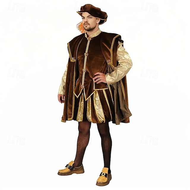  Médiéval Renaissance Tenues Prince Chevalier Celtique Déguisement Homme Royal Halloween Carnaval Mascarade Performance LARP Foire de la Renaissance Adulte Costume