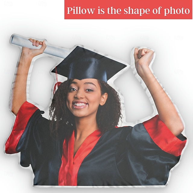  Coussin photo de graduation personnalisé coussin commémoratif doux câlin imprimé en duplex lavable à la main fermeture éclair rempli de coton coussin décoratif toutes saisons pour meilleurs cadeaux